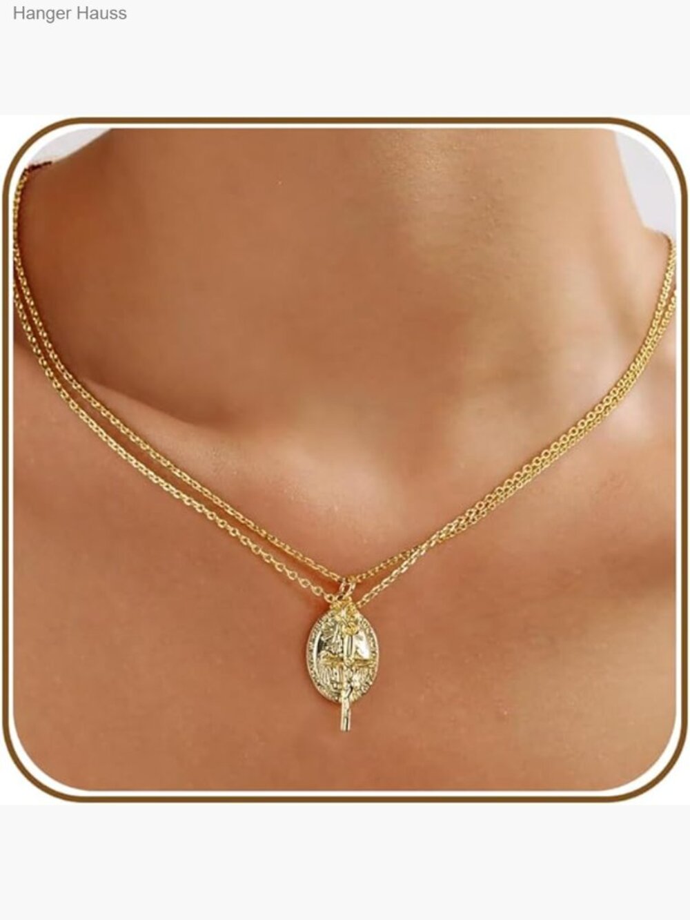Gold Cross Crucifix Virgin Mary Layered Necklace Set Dainty Pendant